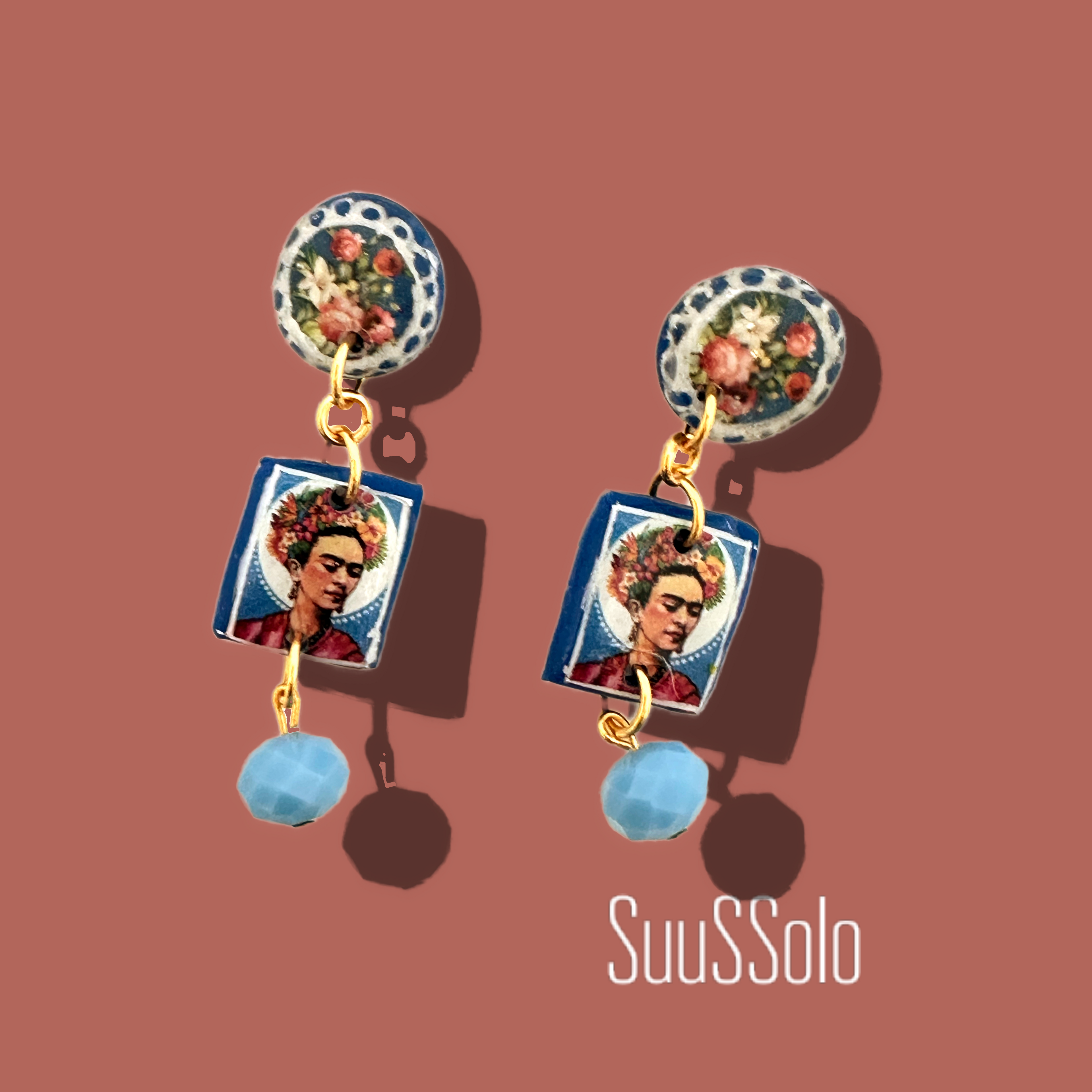 Oorbel - Frida Kahlo Blauw
