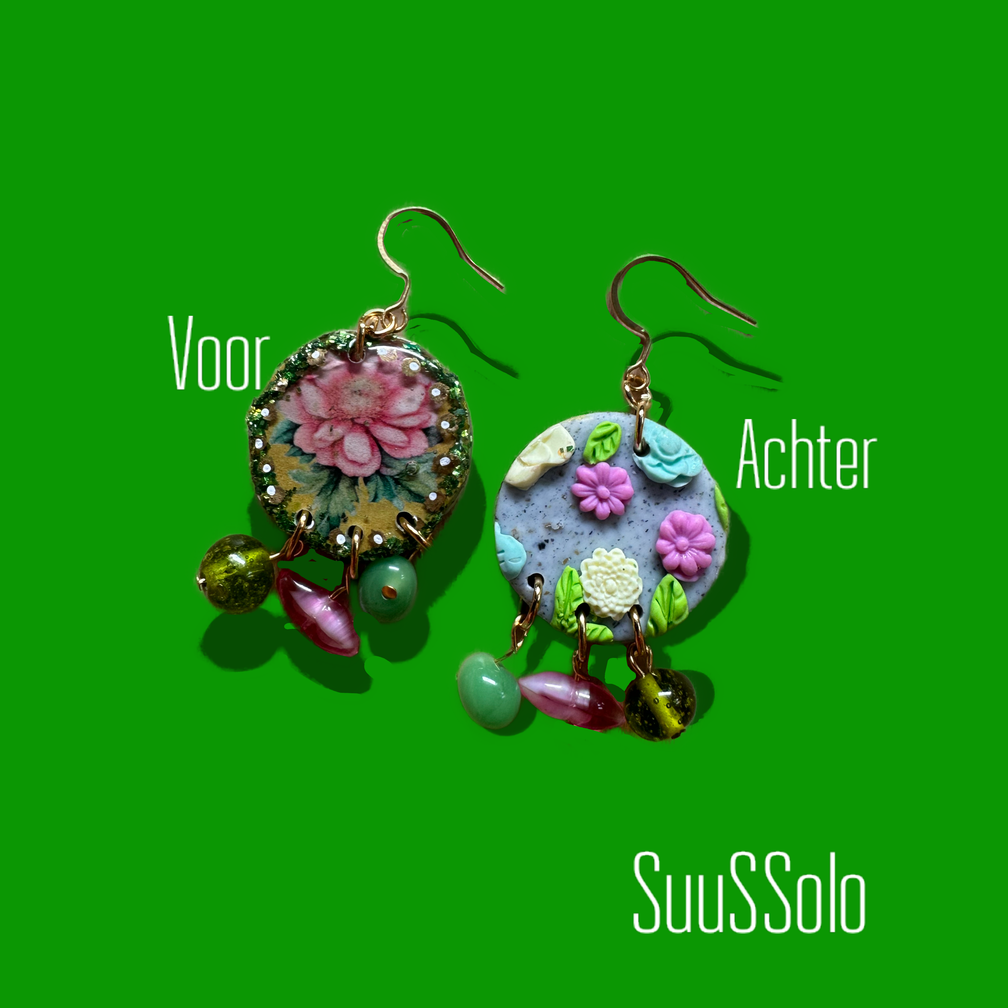 Oorbel - Groene Glitters